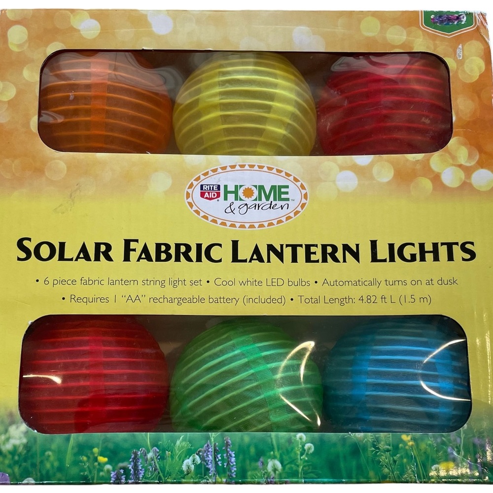 Solar Fabric Lantern String Light Set Multi-Colored Battery Operated 4.82 Feet L